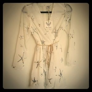 White silver sequined star holiday dress